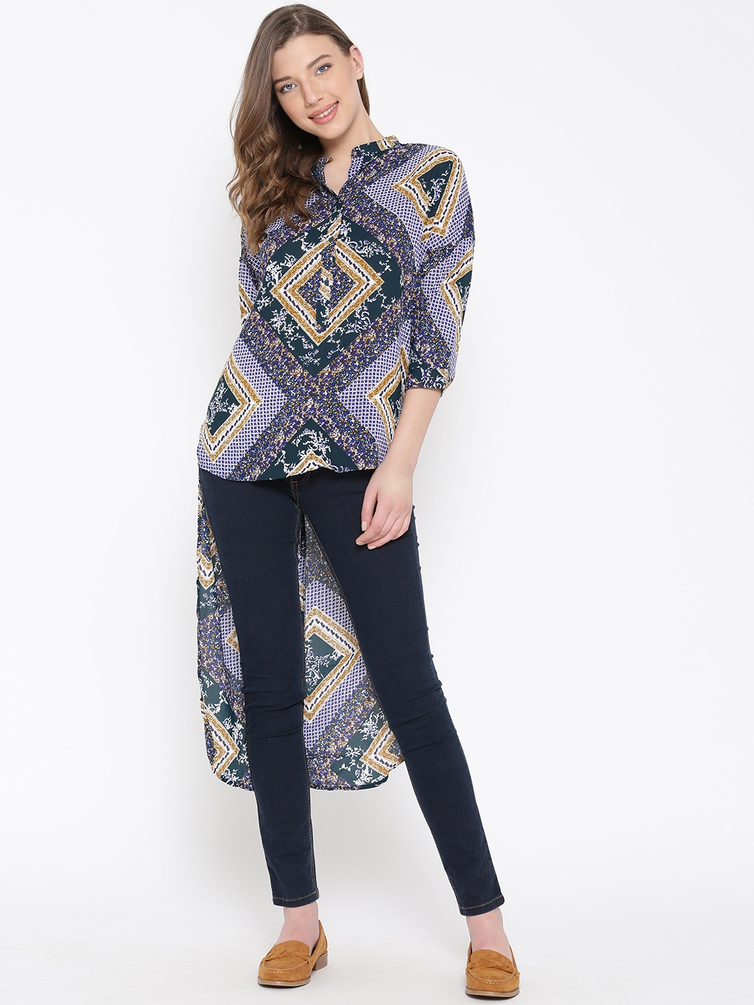 

Tokyo Talkies Multicoloured Printed High-Low Top, Multi