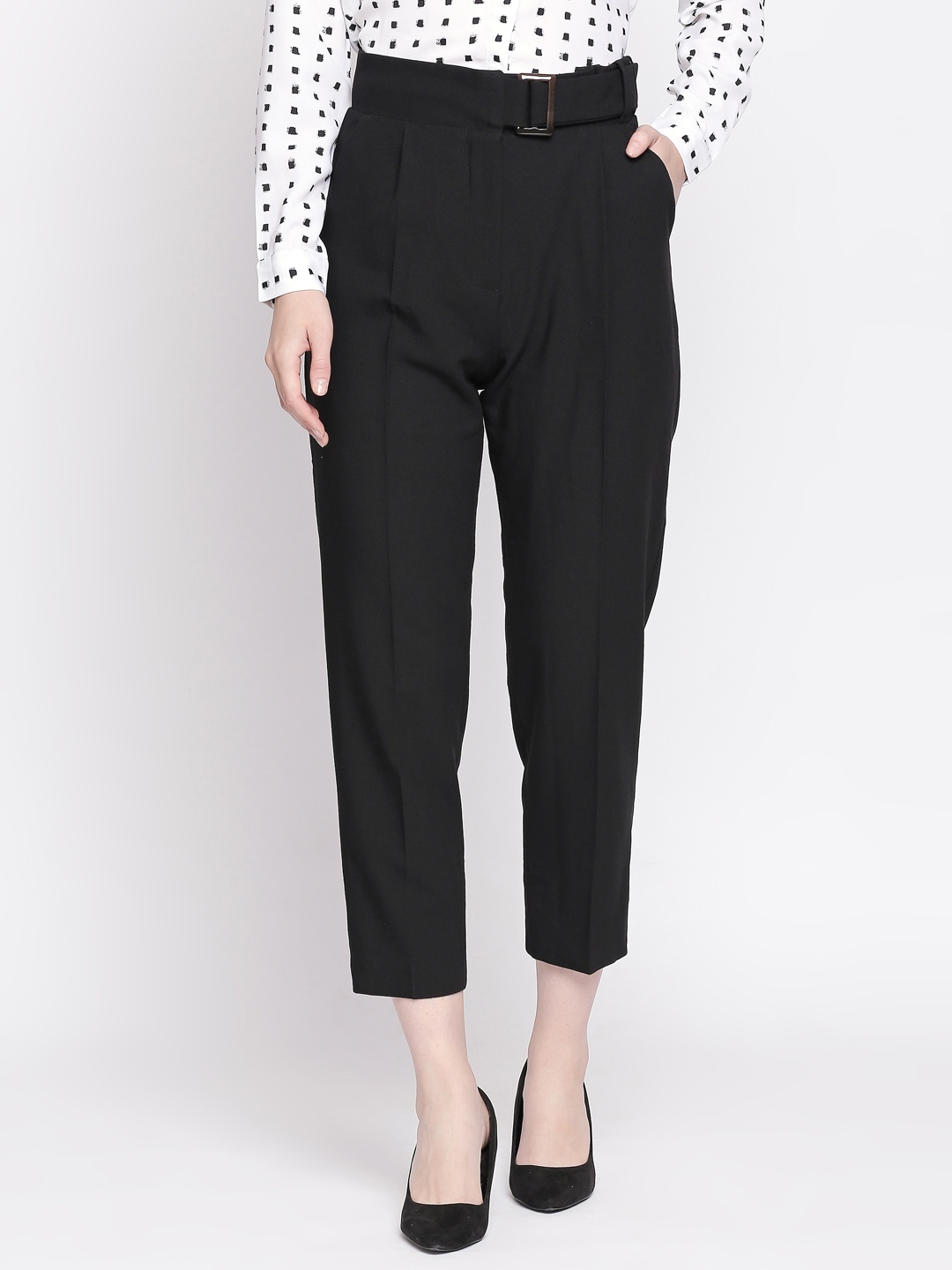 

Annabelle by Pantaloons Women Black Slim Fit Solid Regular Trousers