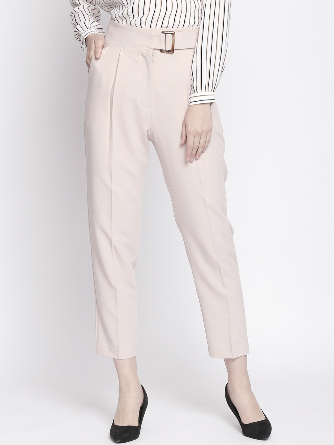 

Annabelle by Pantaloons Women Pink Slim Fit Solid Regular Trousers