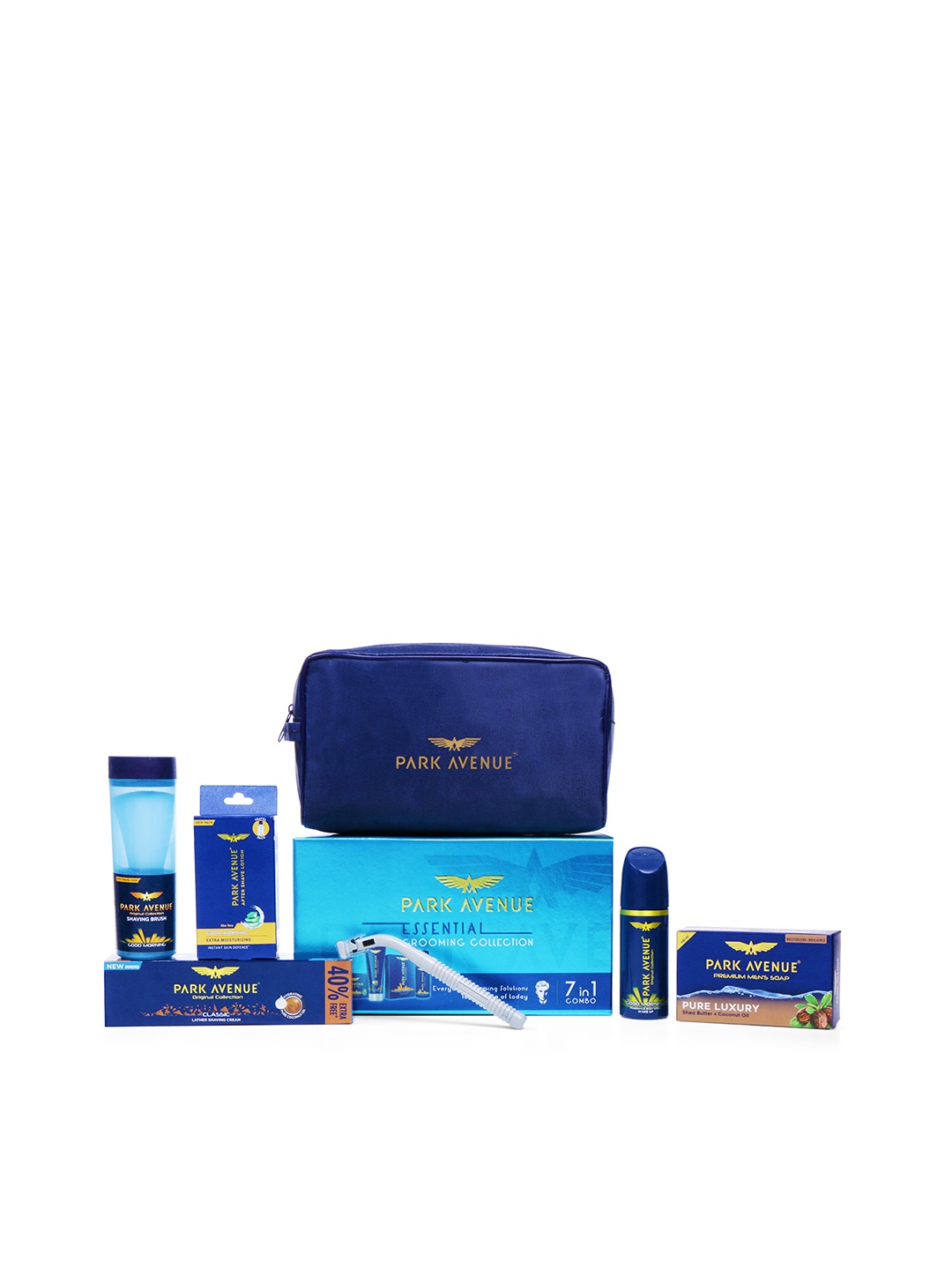 

Park Avenue Men 7 in 1 Essential Grooming Kit with Travel Pouch, Blue
