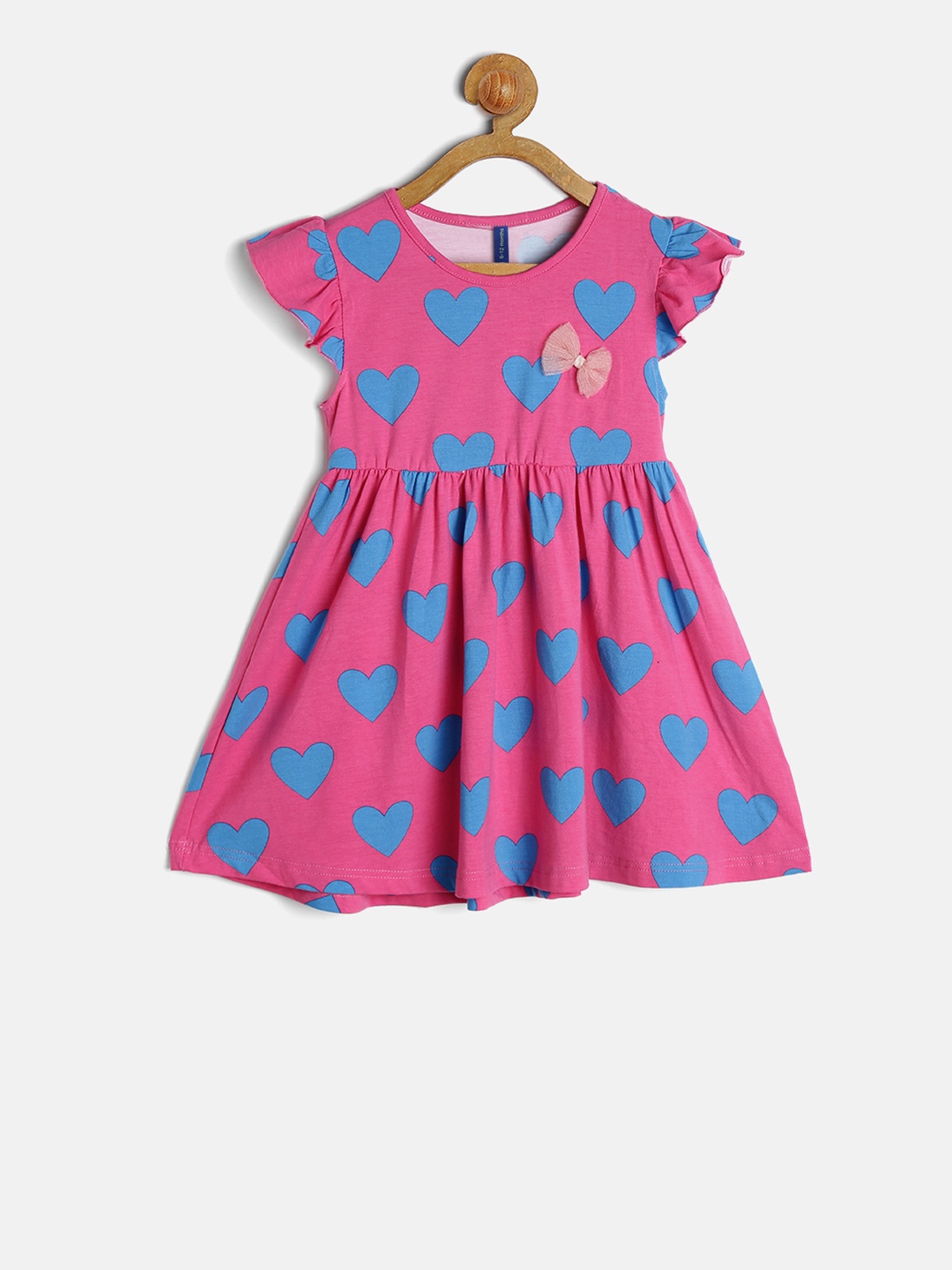 

YK Girls Pink Printed Fit and Flare Dress