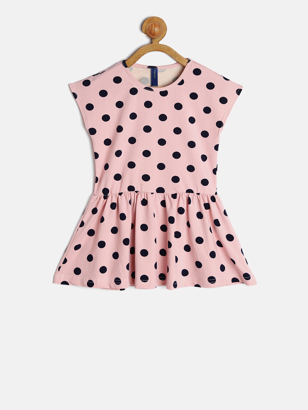 

YK Girls Peach Polka Dots Print Fit and Flare Dress