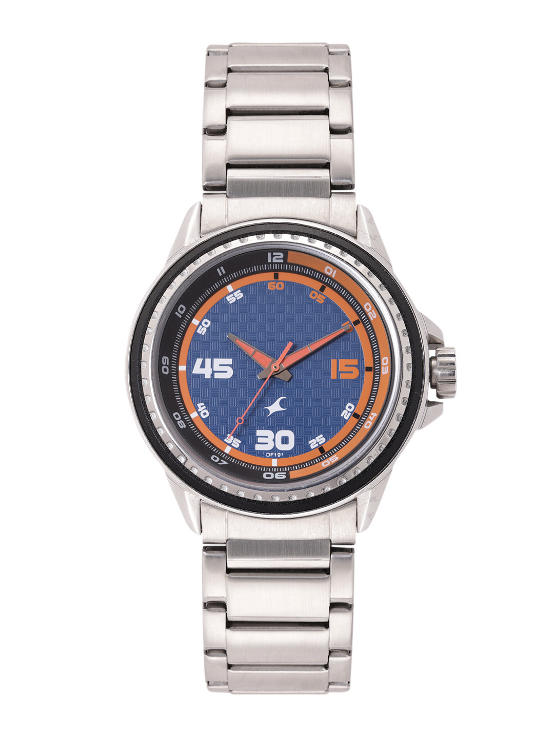 

Fastrack Men Patterned Dial & Stainless Steel Bracelet Style Strap Analogue Watch 3142SM02, Navy blue