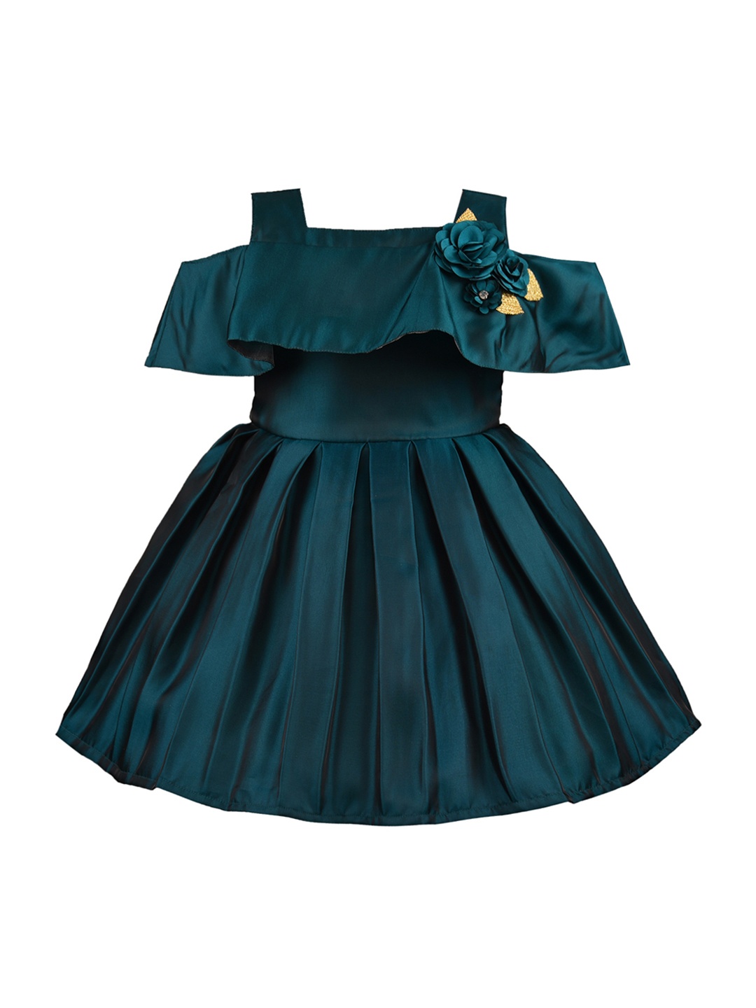 

Wish Karo Girls Green Solid Silk Fit and Flare Dress