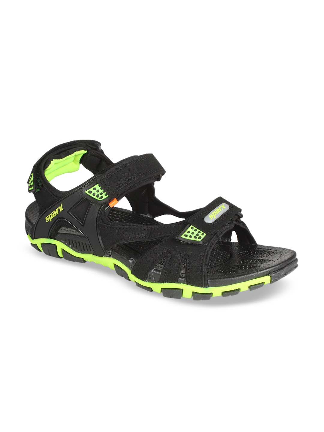

Sparx SS-496 Men Black & Fluorescent Green Sports Sandals