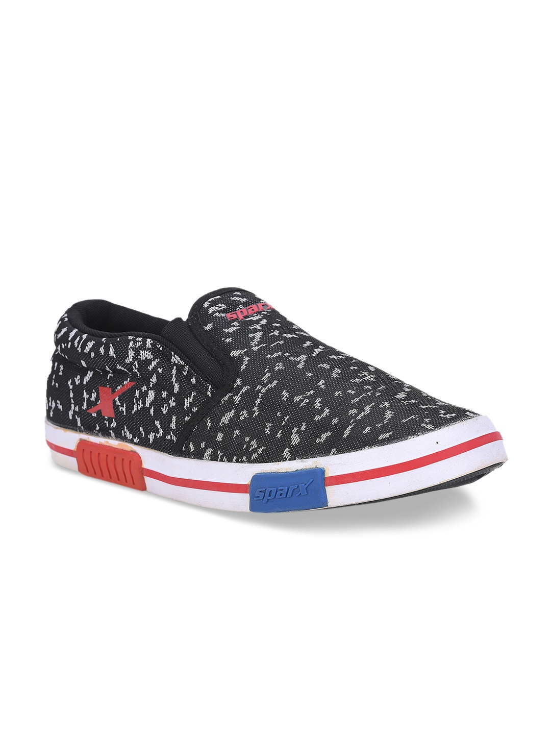 

Sparx Men Black & White Woven Design Slip-On Sneakers