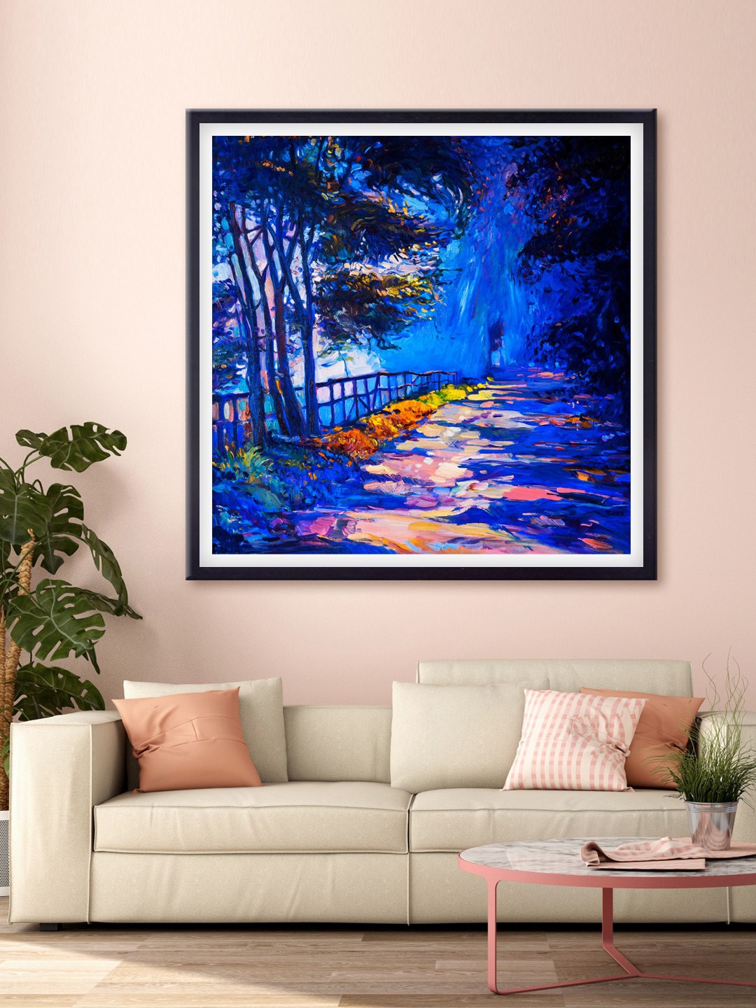 

999Store Black & Blue Woods Printed Canvas Wall Art
