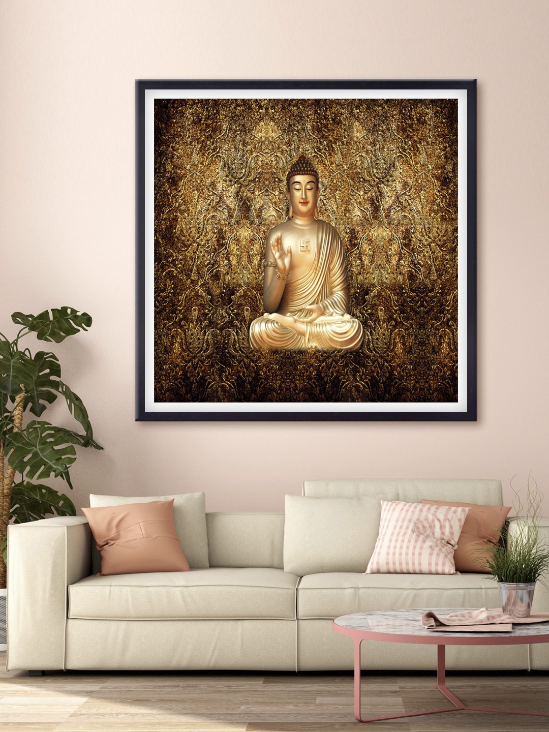 

999Store Gold-Toned & Black Meditating Buddha Printed Canvas Wall Art
