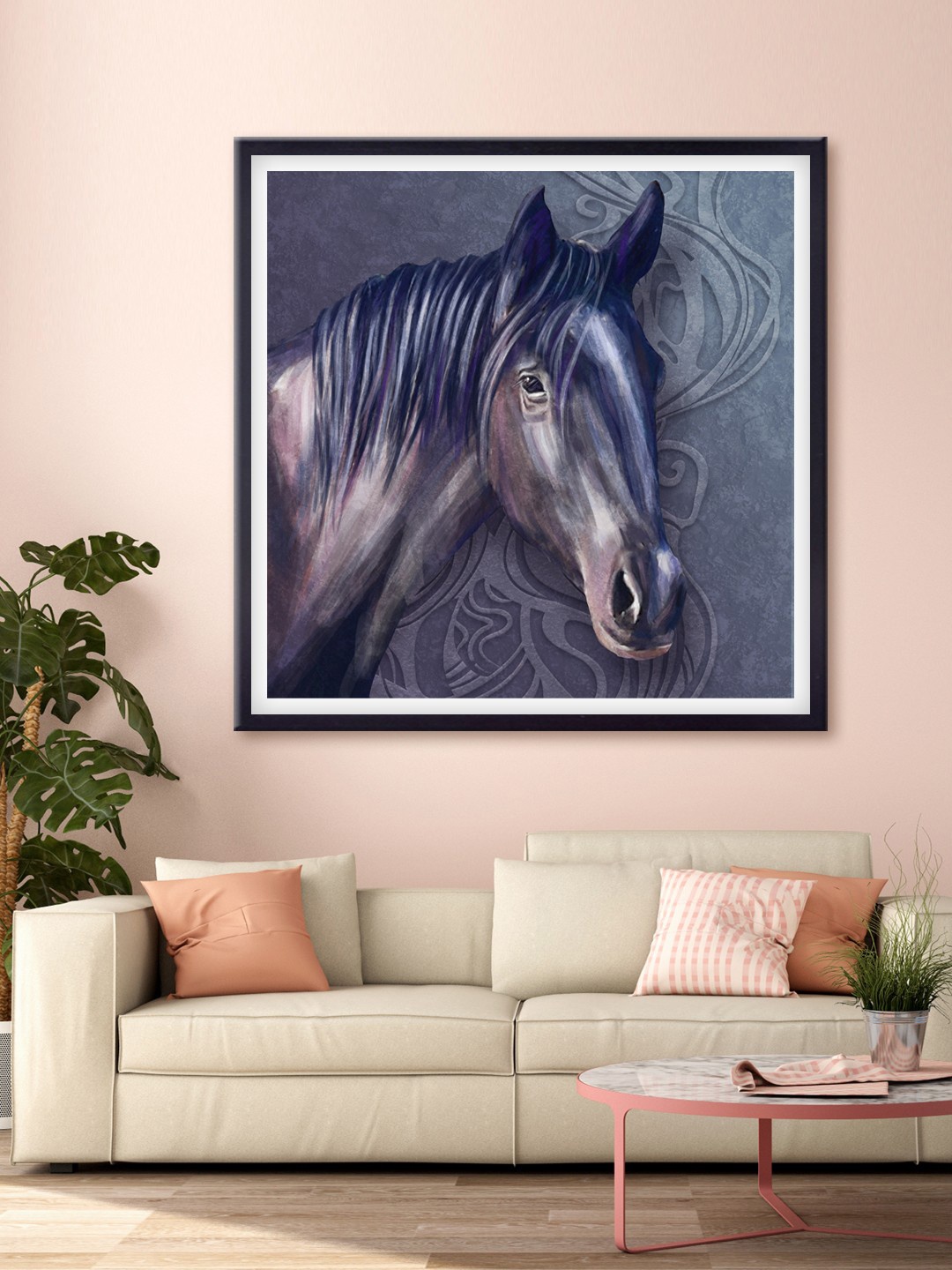 

999Store Grey & Brown Horse Printed Canvas Wall Art