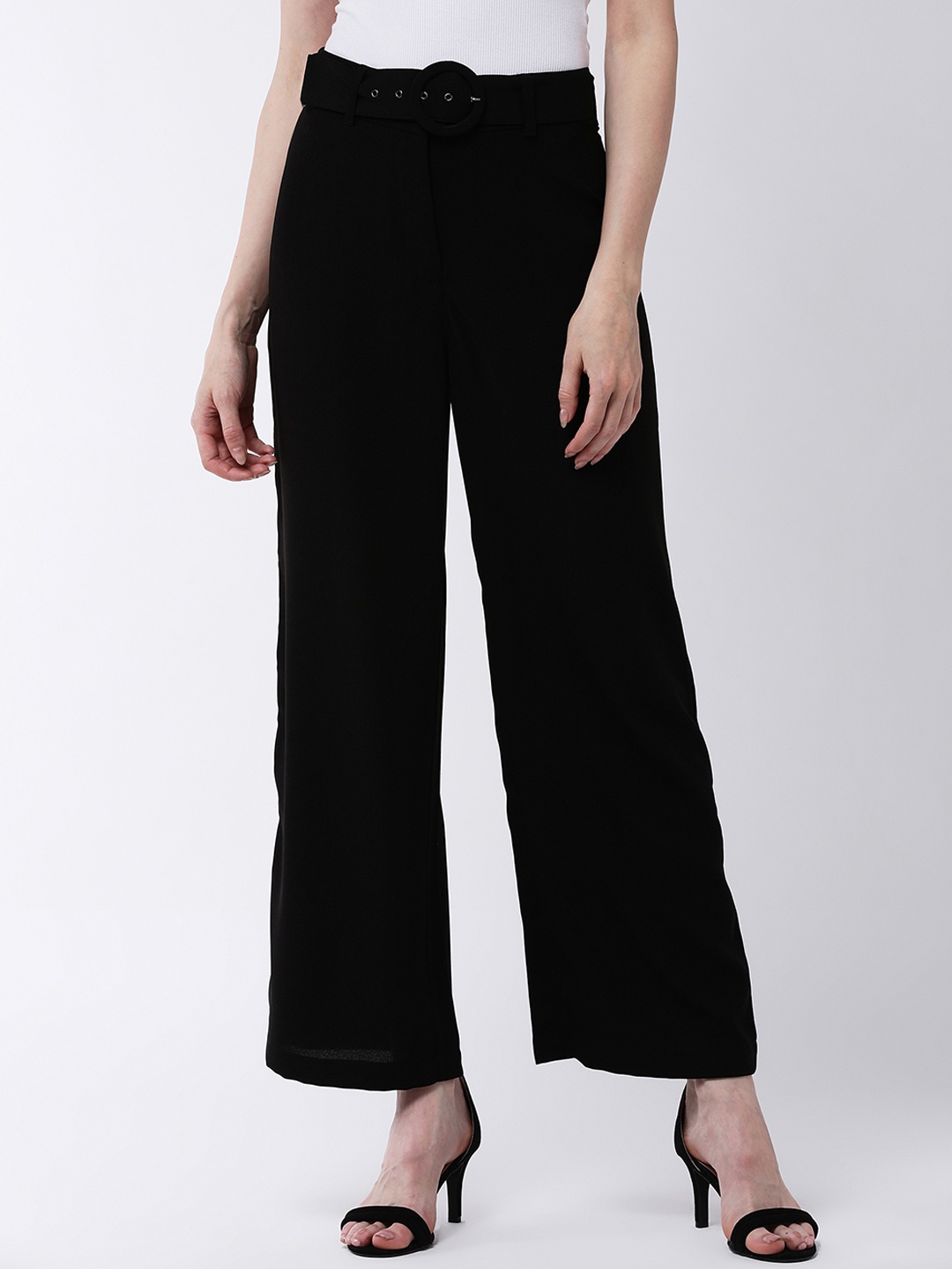 

MAGRE Women Black Flared Solid Wide Leg Pants