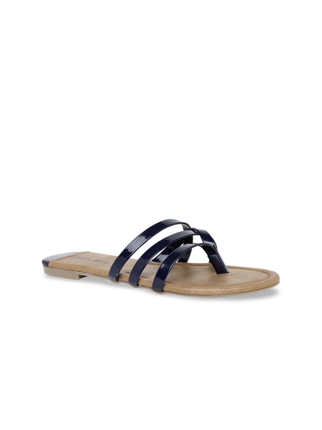 

SOLES Women Navy Blue Solid Open Toe Flats