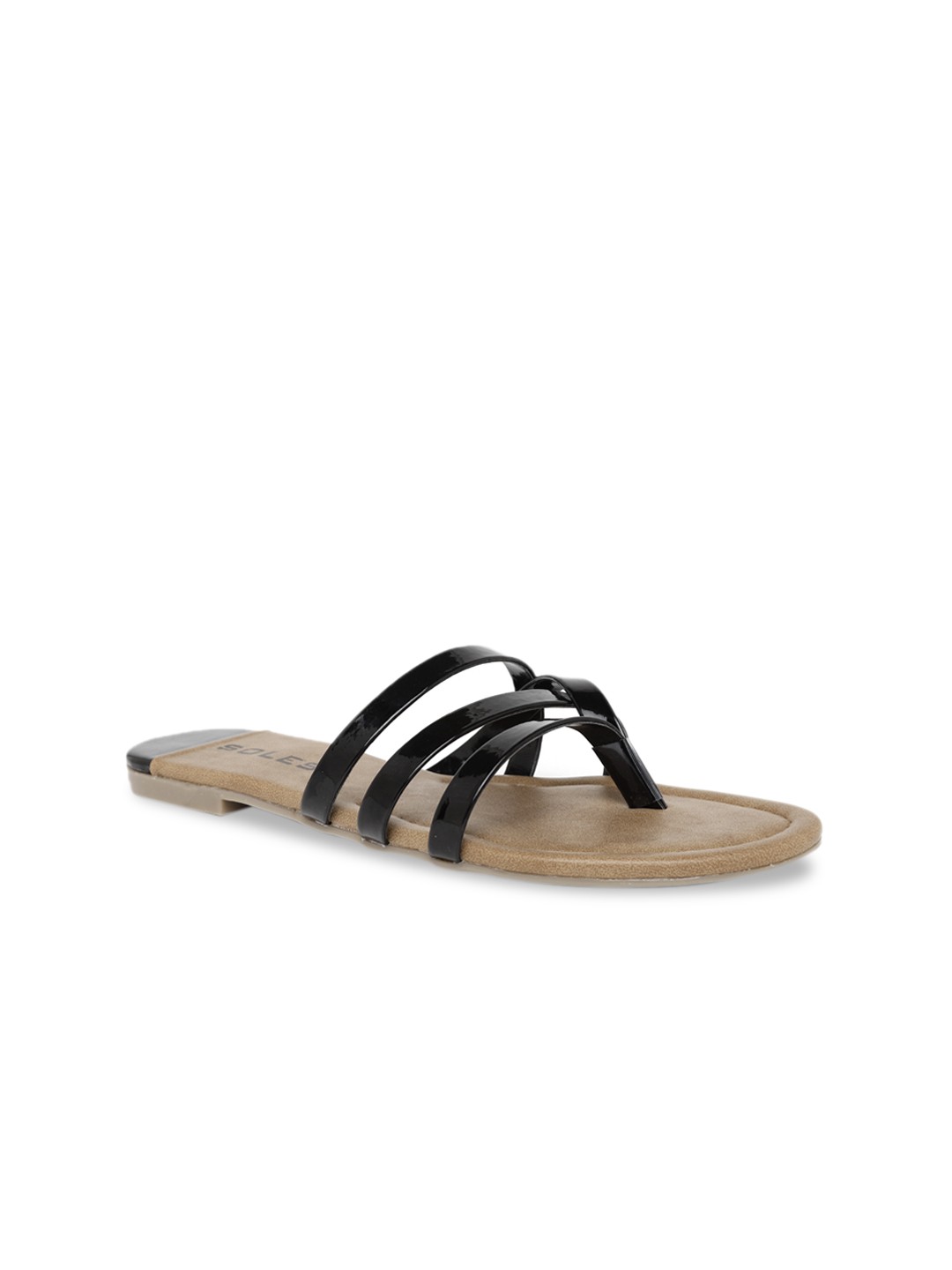 

SOLES Women Black Solid Open Toe Flats