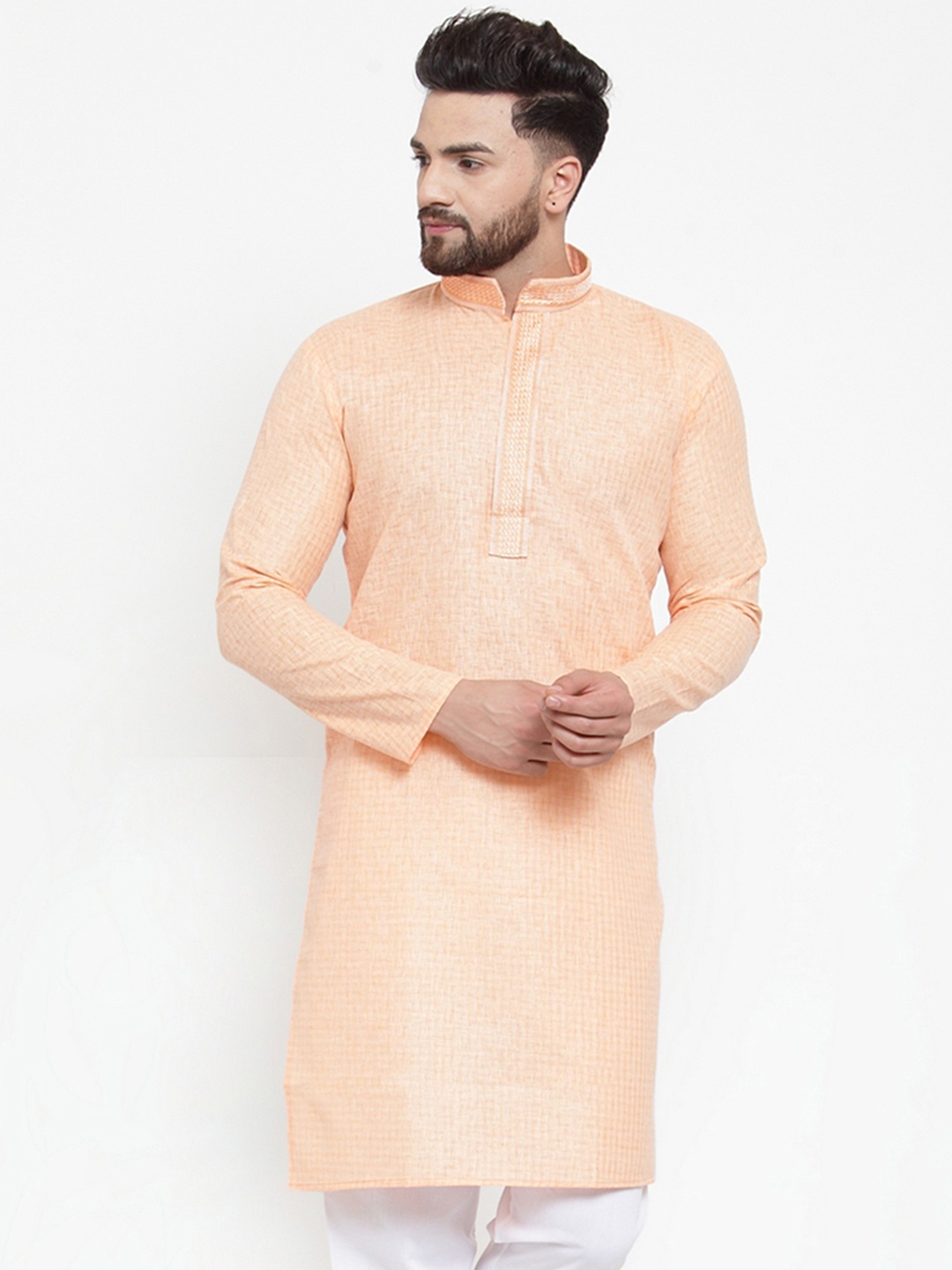 

Jompers Men Yellow Embroidered Straight Kurta
