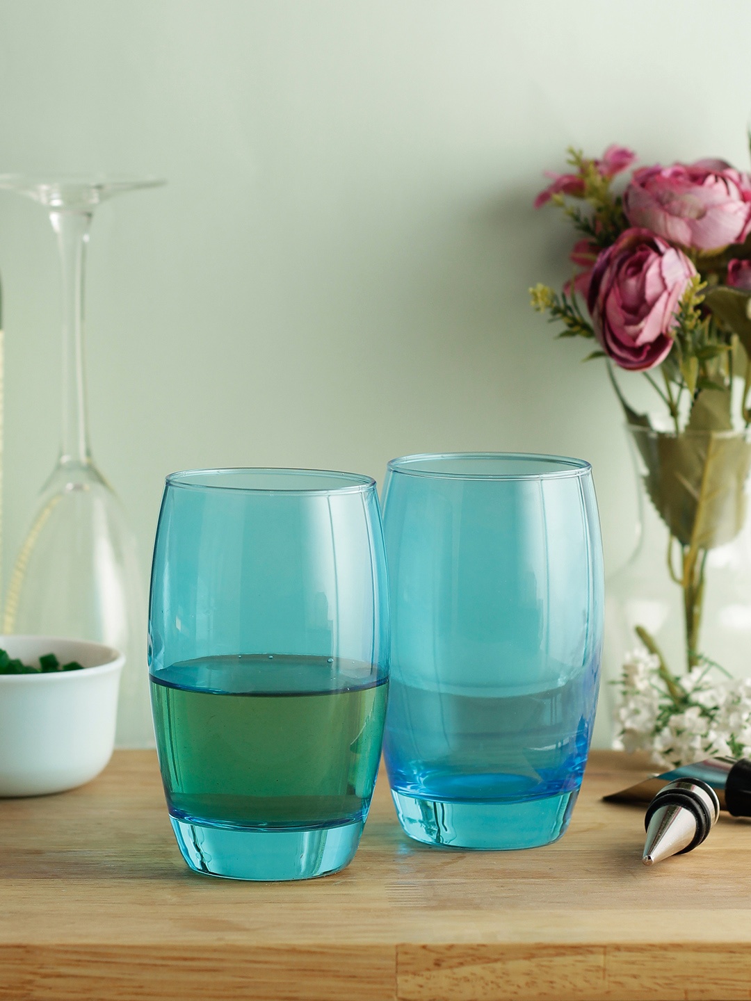 

ARCOROC Set Of 6 Blue Solid Salto Studio Long Glasses 350 ml each