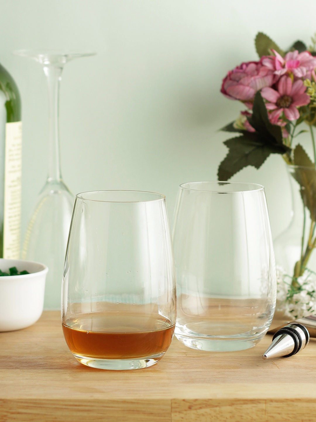 

ARCOROC Set Of 6 Solid Stemless Wine Glasses, Transparent