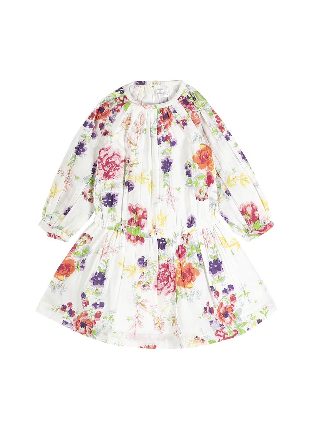 

My Little Lambs Girls Off-White & Red Printed Fit and Flare Dress