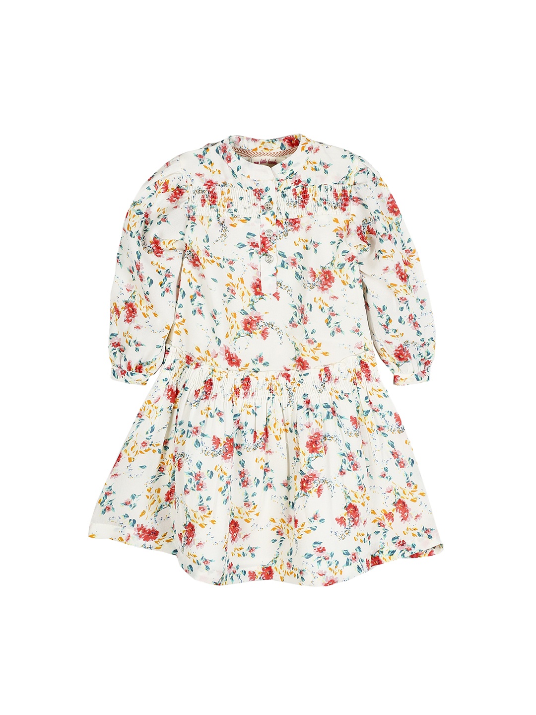 

My Little Lambs Girls Off-White & Red Printed Fit and Flare Dress