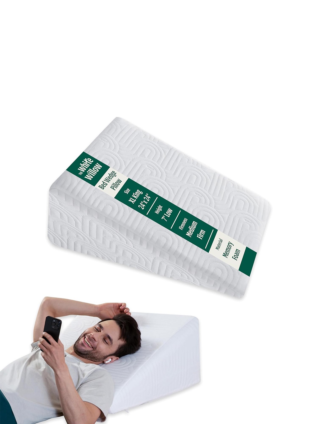

The White Willow White Cooling Gel Infused Memory Foam Bed Wedge Pillow
