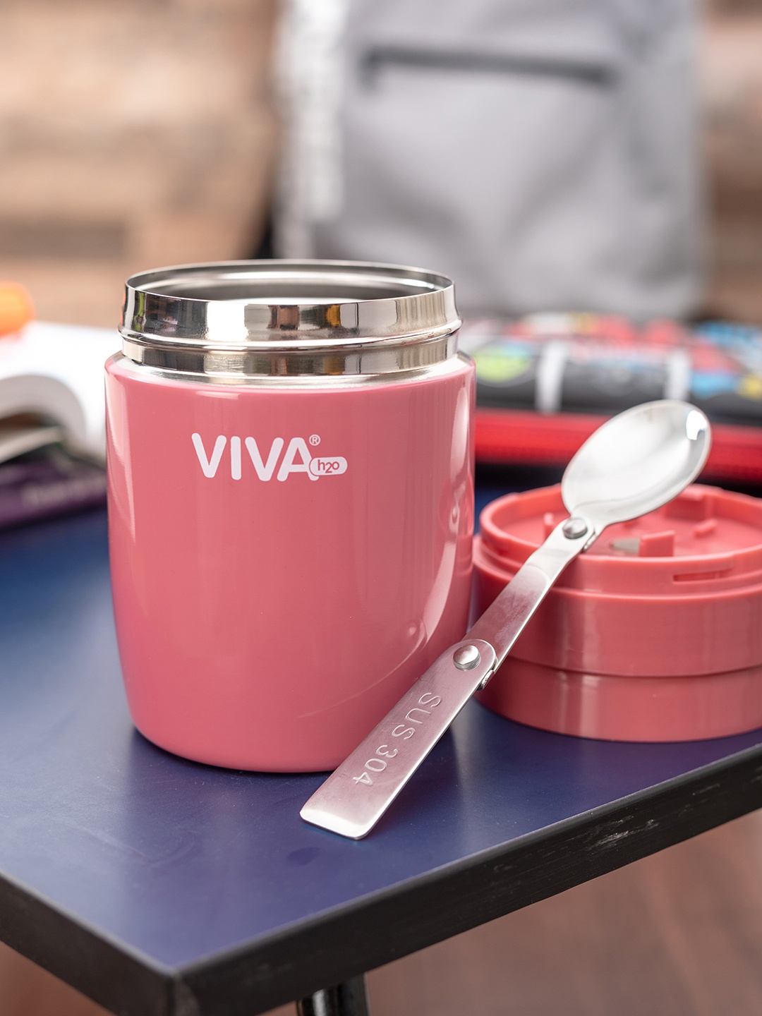 

VIVA h2o Double Wall Stainless Steel Vacuum Insulated Container with Spoon, Pink