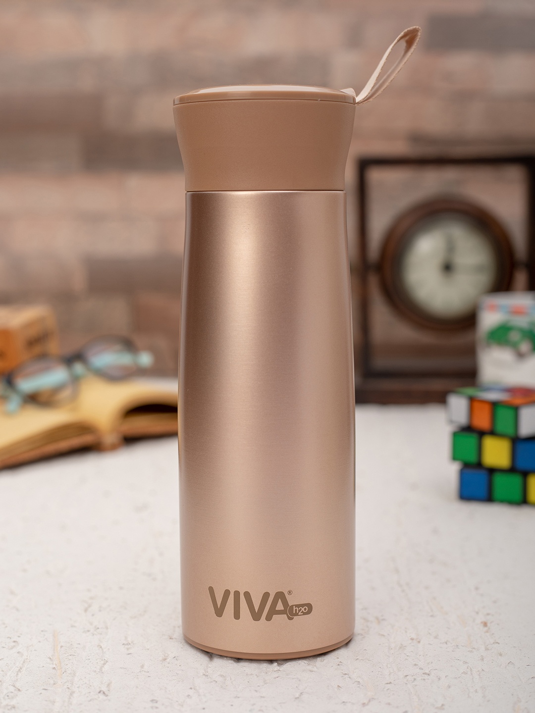 

VIVA h2o Unisex Gold-Toned Double Wall Stainless Steel Vaccum Insulated Water Bottle