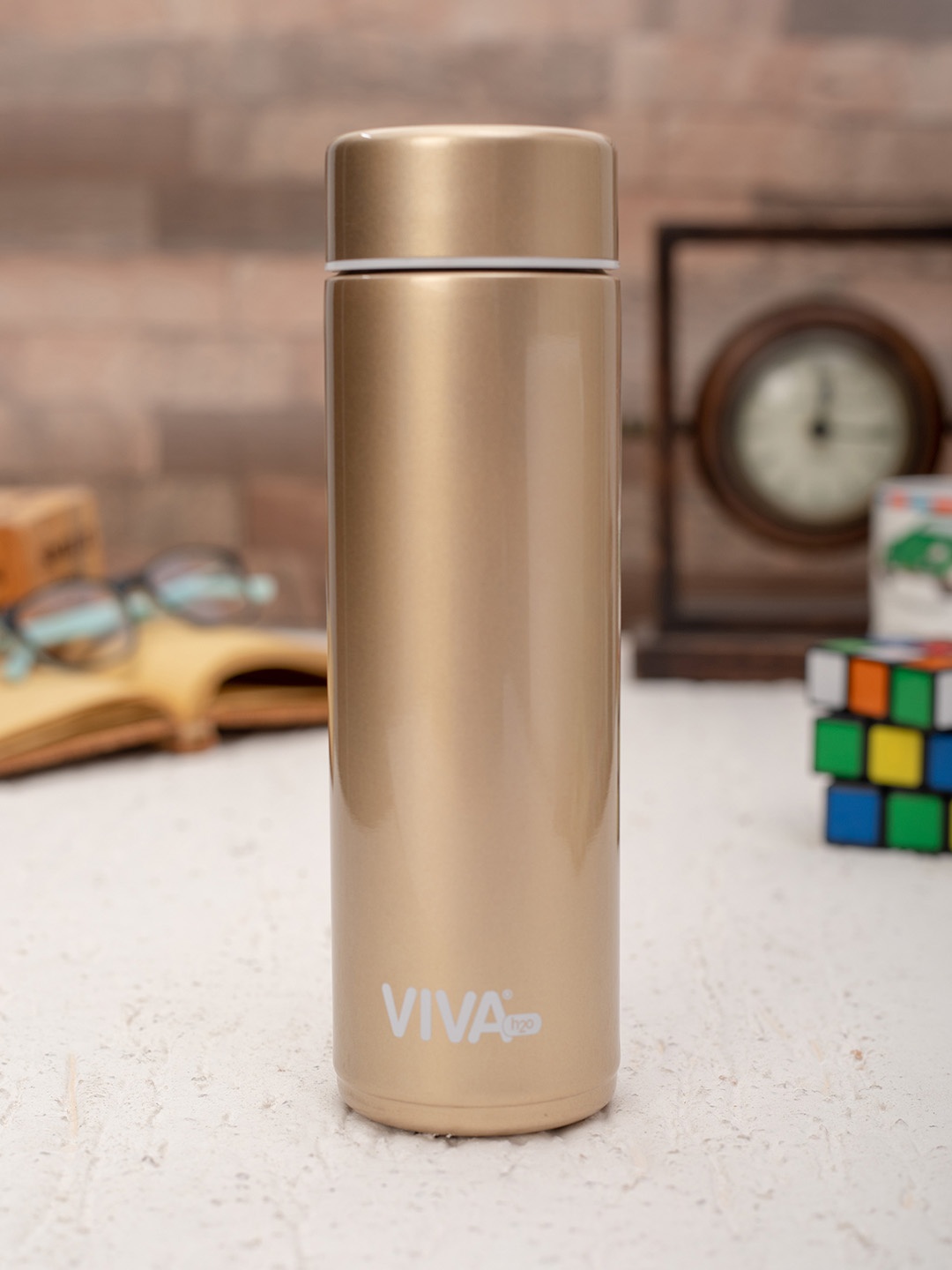 

VIVA h2o Unisex Gold-Toned Solid Double Wall Stainless Steel Vaccum Insulated Water Bottle