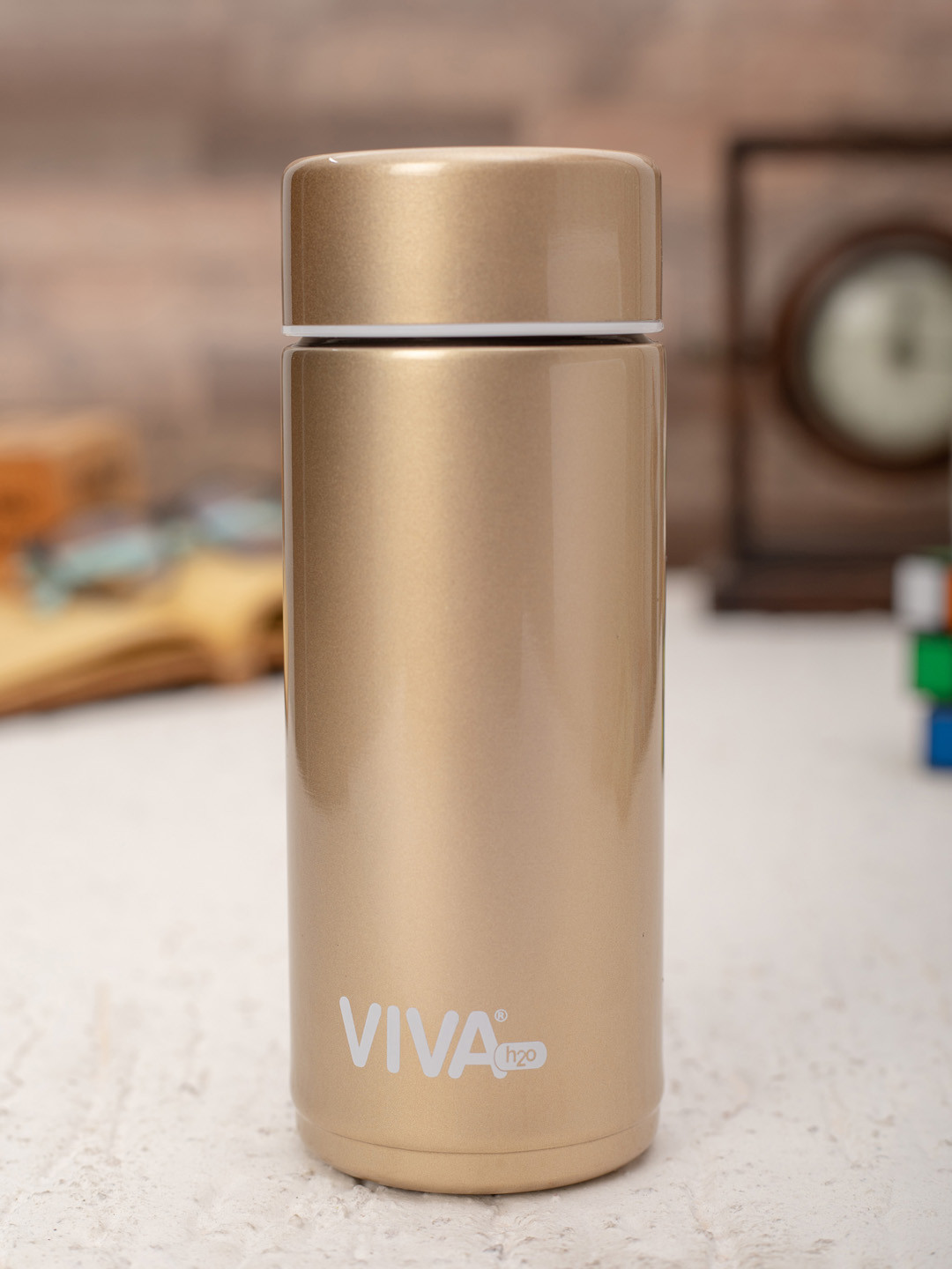 

VIVA h2o Gold-Toned Double Wall Stainless Steel Vaccum Insulated Water Bottle 180 ml