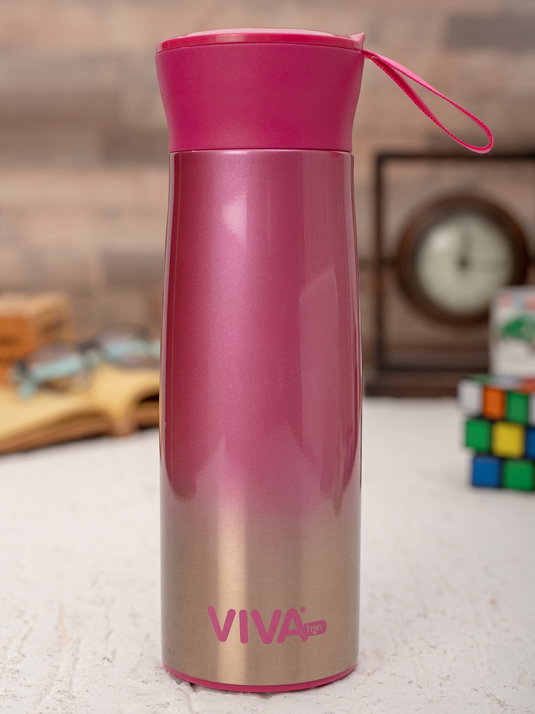 

VIVA h2o Unisex Pink & Gold-Toned Ombre Double Wall Stainless Steel Vaccum Insulated Water Bottle