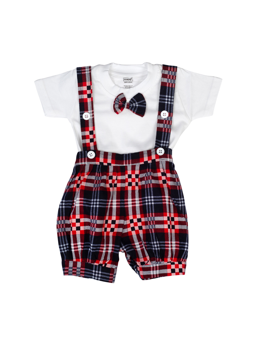

MeeMee Kids Red & Black Checked Dungaree Set