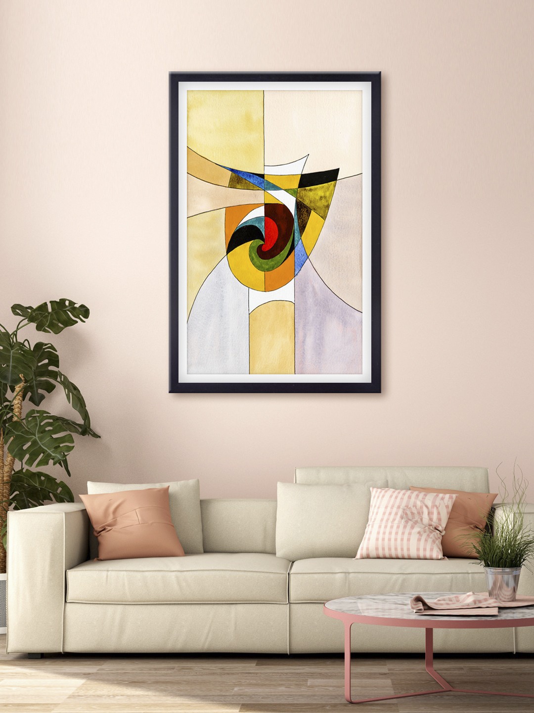 

999Store Beige & Yellow Abstract Printed Canvas Wall Art