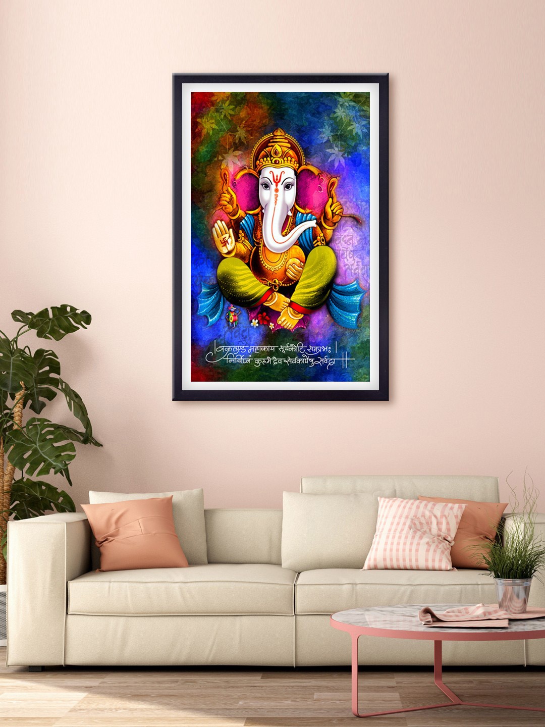 

999Store Blue & Yellow Lord Ganesha Printed Canvas Wall Art