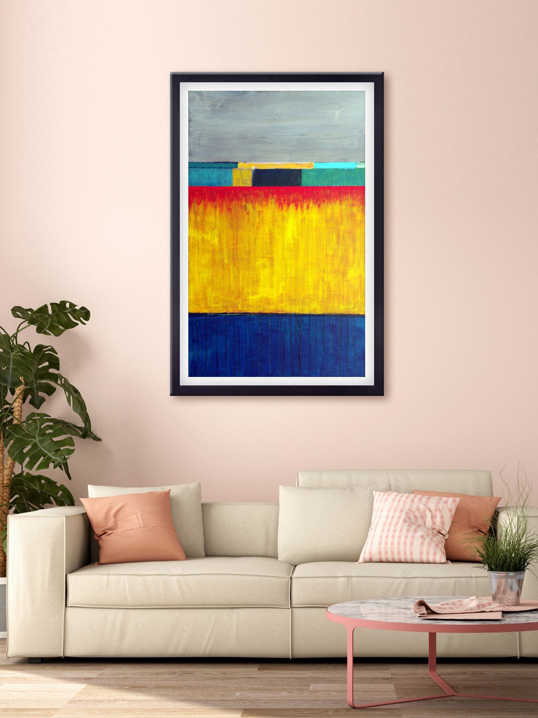 

999Store Yellow & Blue Abstract Printed Canvas Wall Art