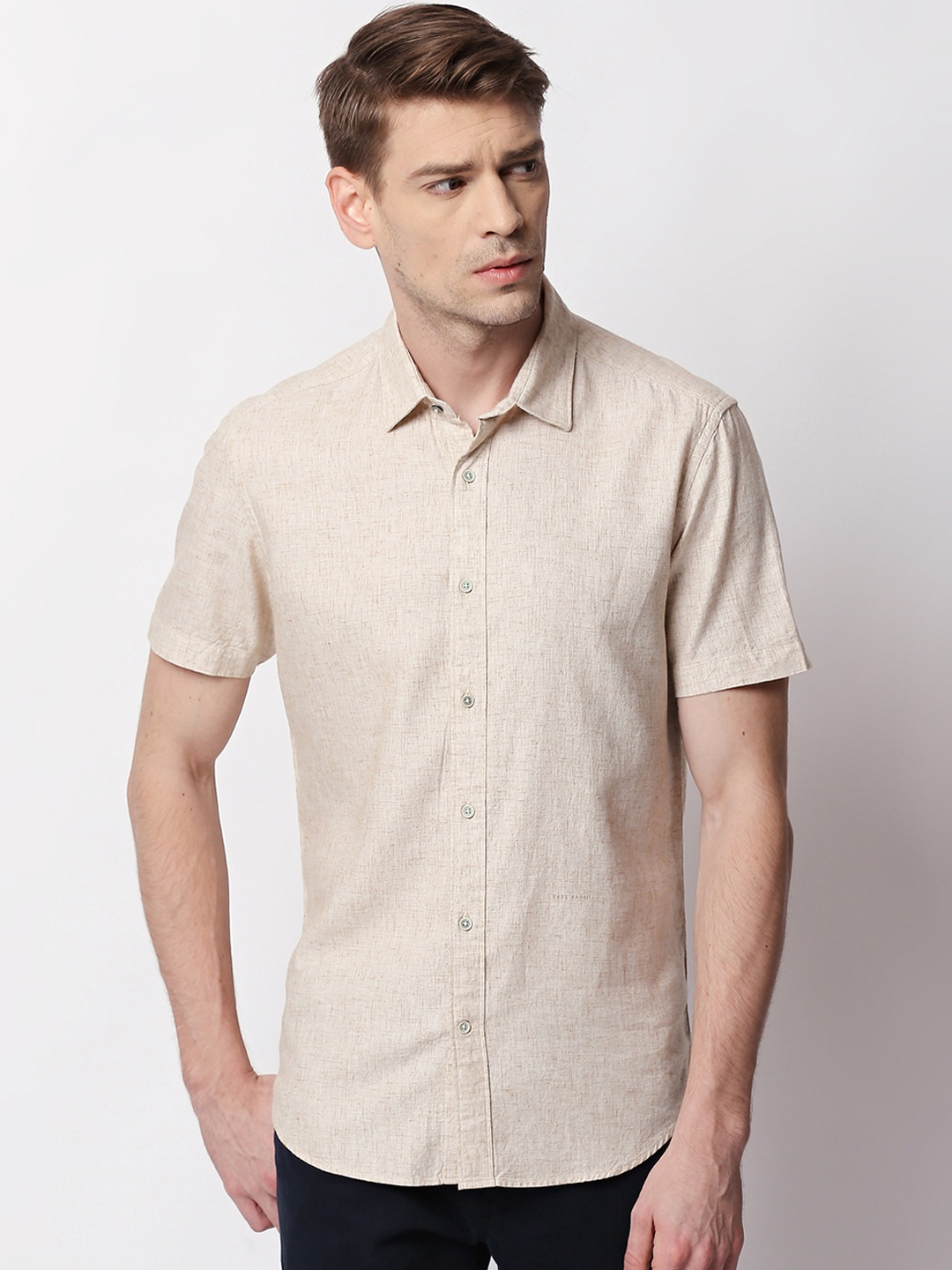 

RARE RABBIT Men Splash Regular Fit Solid Shirt, Beige