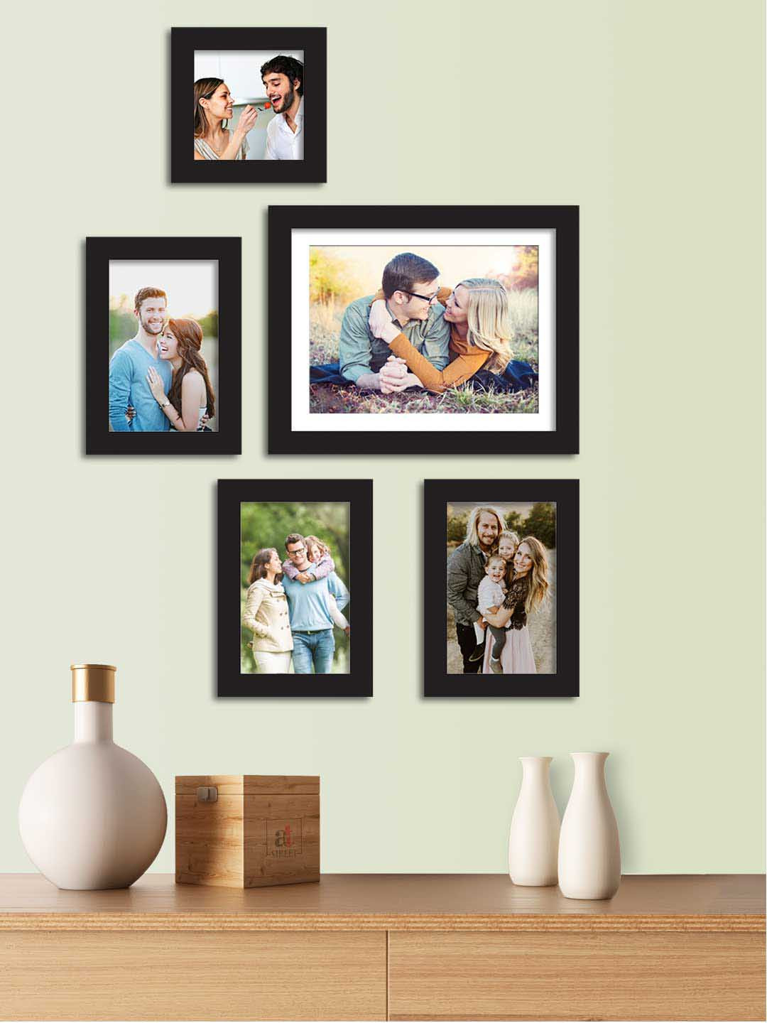 

Art Street Set Of 5 Black Solid Individual Wall Photo Frames