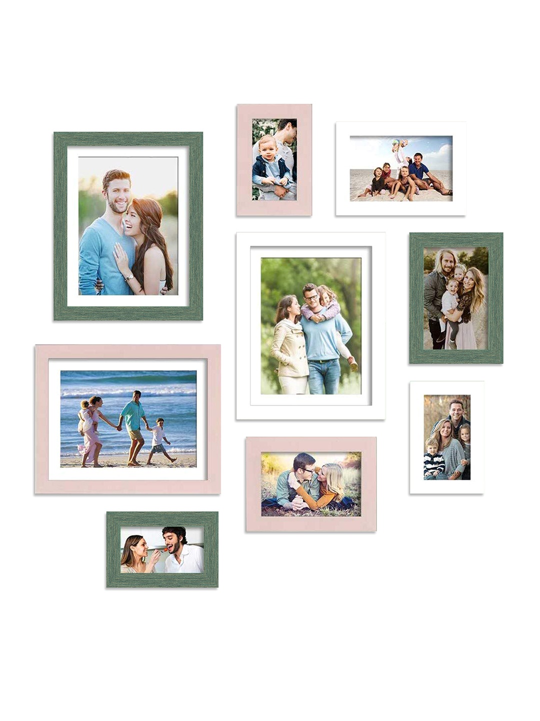 

Art Street Set Of 9 Solid Individual Wall Photo Frames, Green