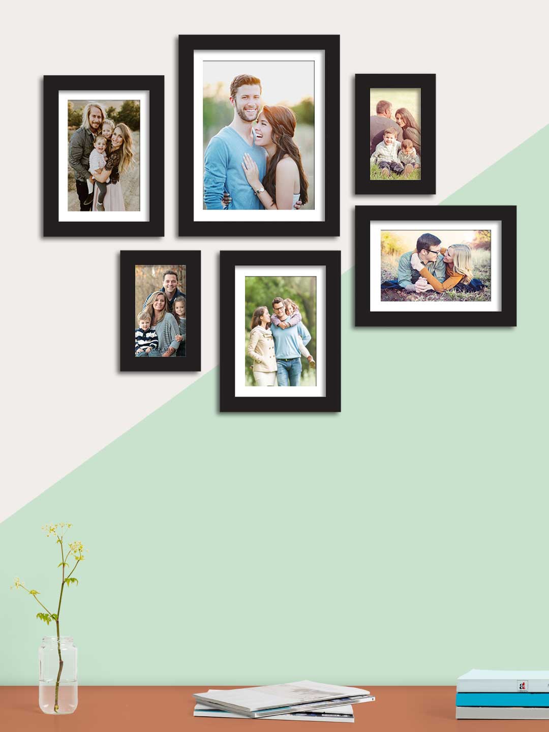 

Art Street Set Of 6 Black Solid Individual Wall Photo Frames