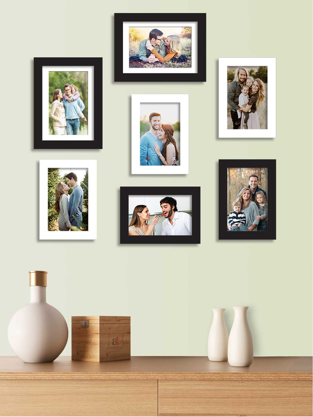 

Art Street Set Of 7 Black Solid Individual Wall Photo Frames
