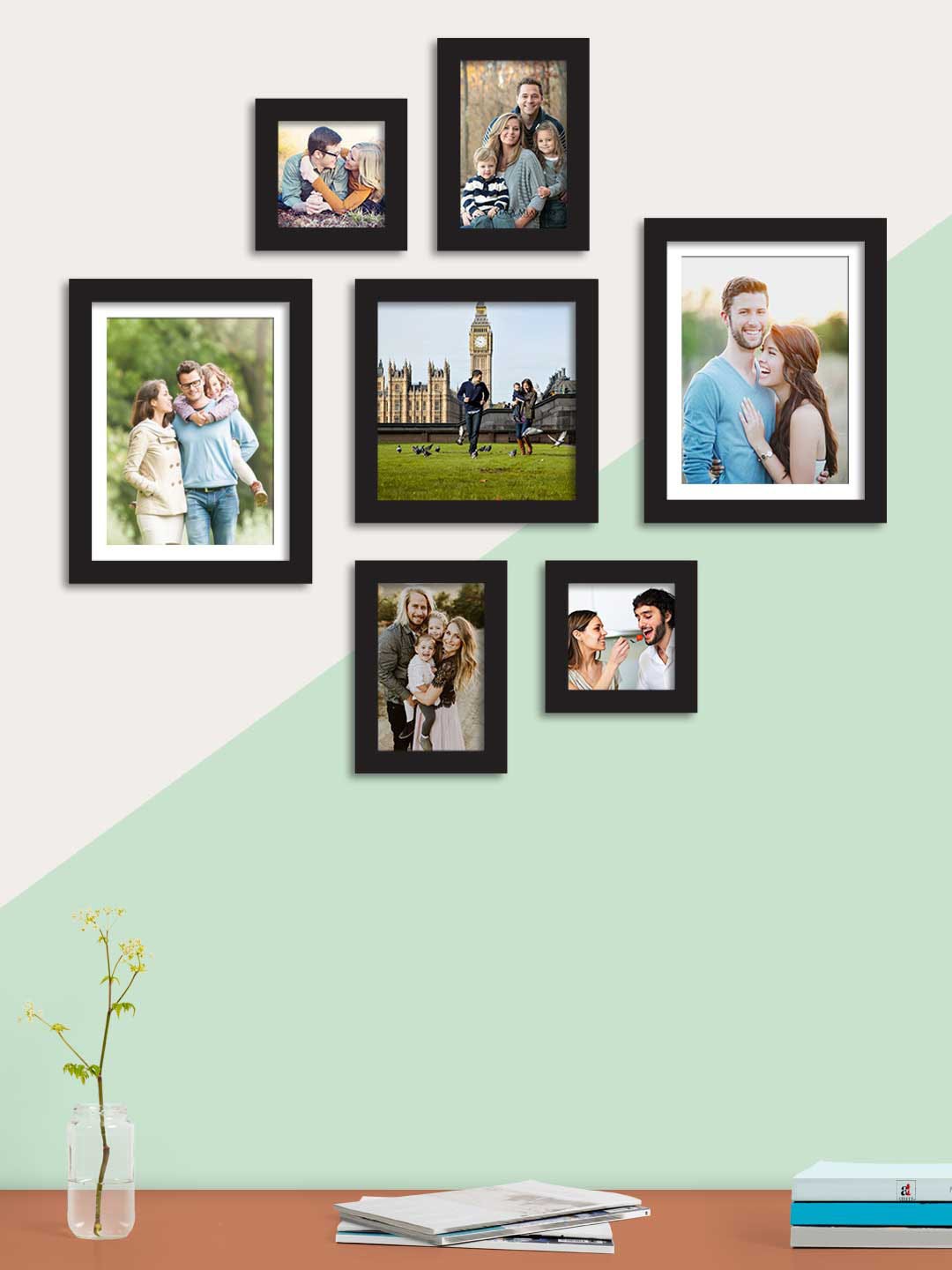 

Art Street Set Of 7 Black Solid Individual Photo Frames