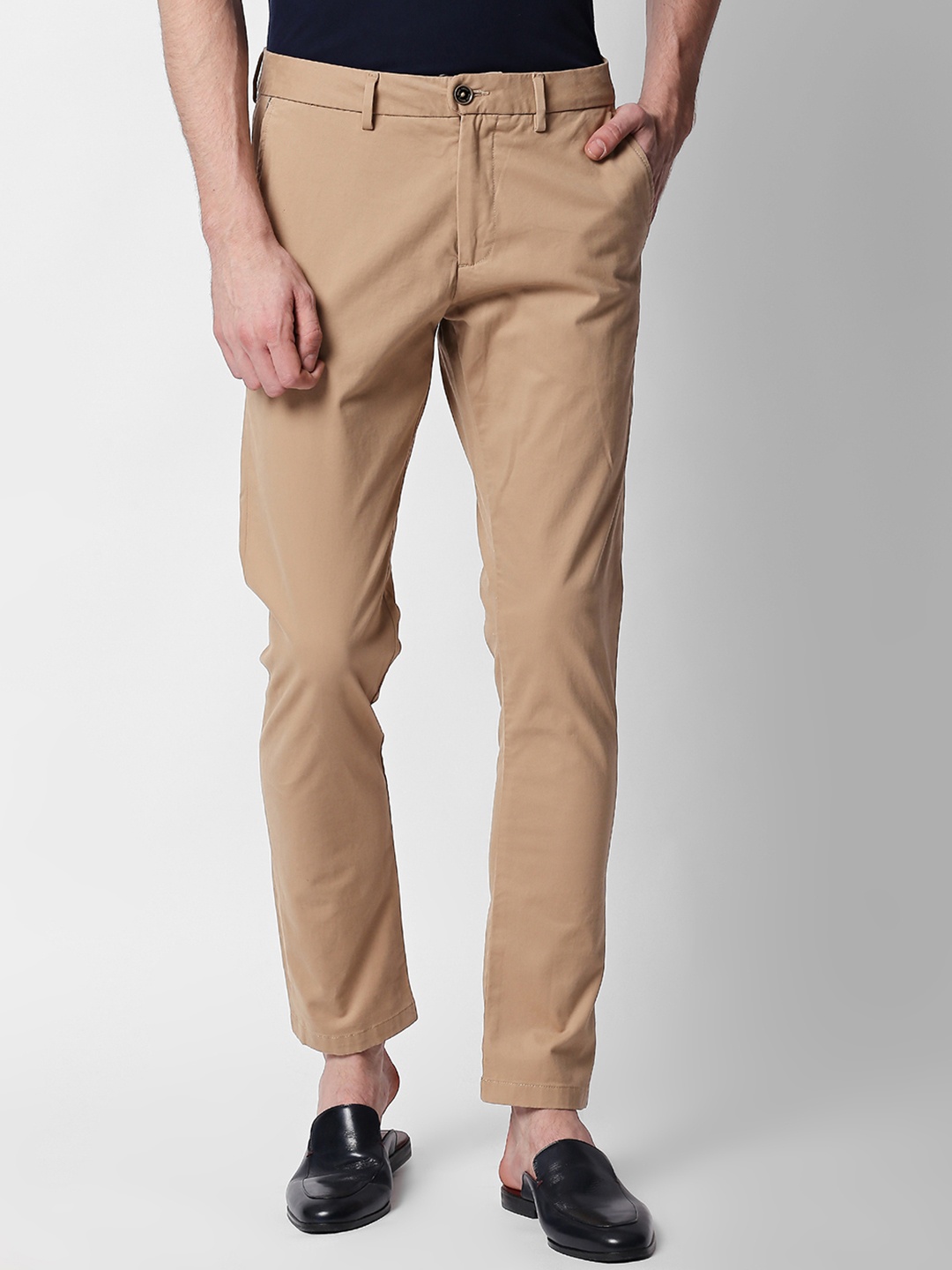 

RARE RABBIT Men Khaki Regular Fit Solid Trousers