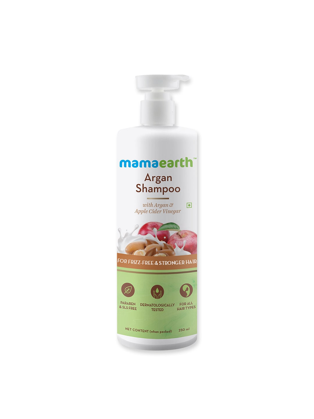 

Mamaearth Argan & Apple Cider Vinegar Shampoo - Frizz Free & Strong Hair 250ml, Transparent
