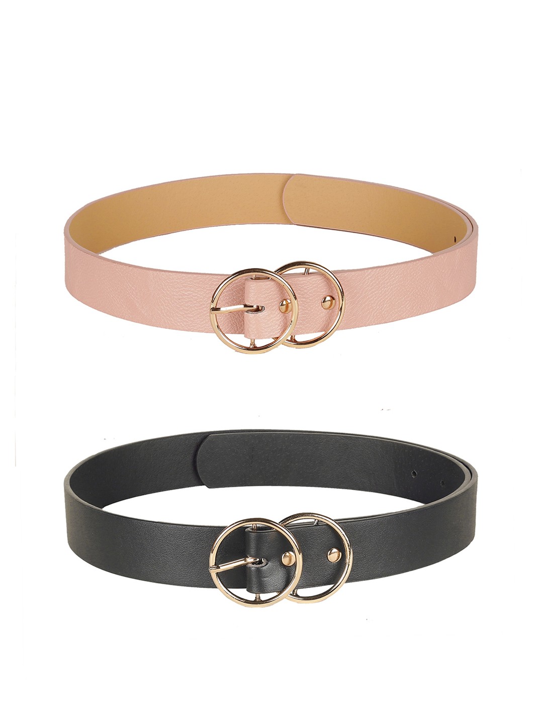 

CRUSSET Women Pack Of 2 Black & Pink Solid Belt