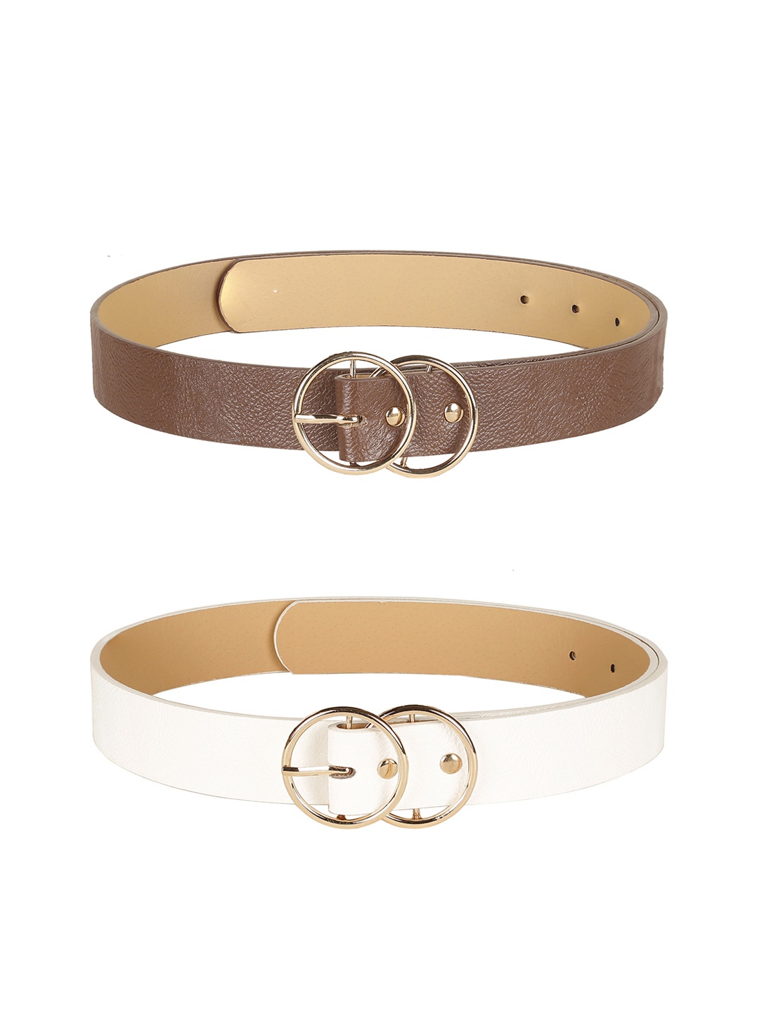 

CRUSSET Women Pack Of 2 Textured Belts, Brown