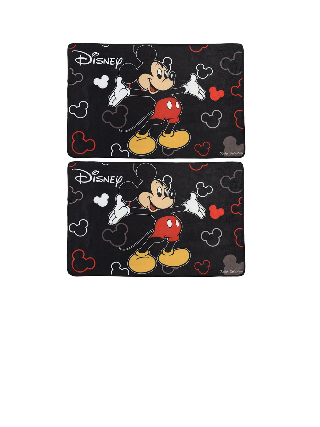 

Kuber Industries Set Of 2 Black & Red Disney Mickey Mouse Printed Anti-Skid Doormats