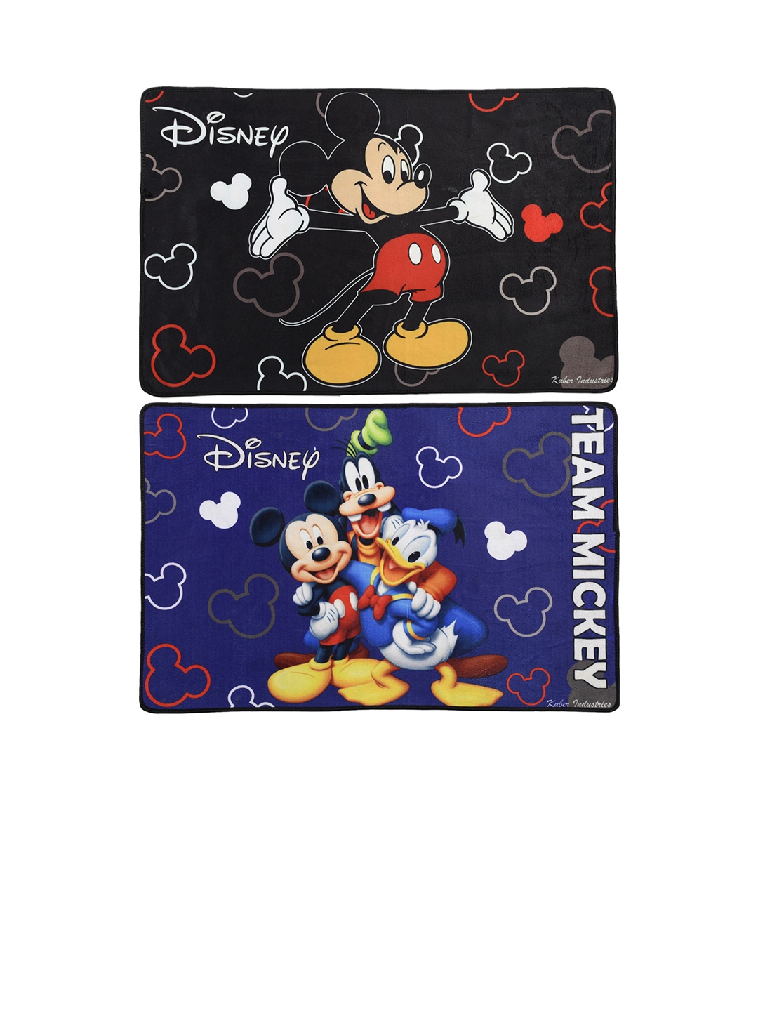 

Kuber Industries Set Of 2 Disney Team Mickey Mouse Printed Anti-Skid Doormats, Blue