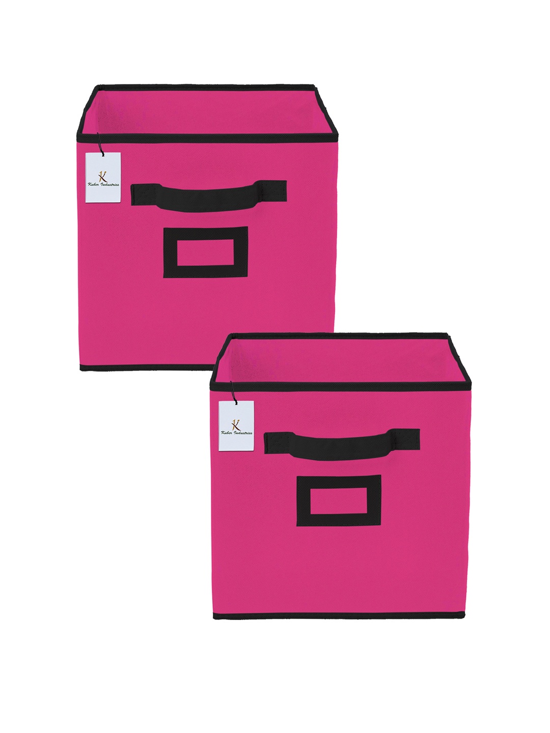 

Kuber Industries Set Of 2 Pink Solid Non Woven Large Foldable Storage Box