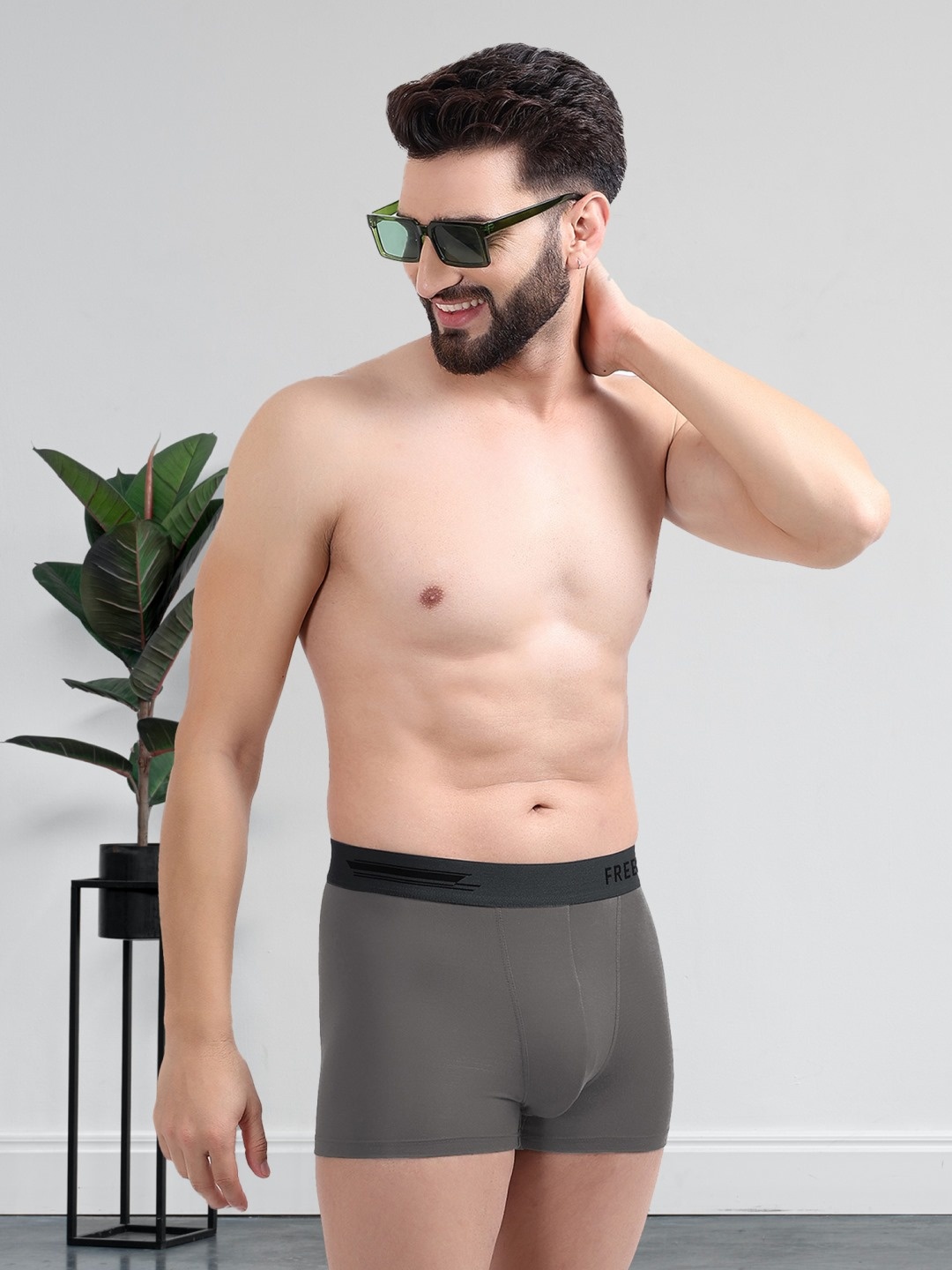 

FREECULTR Men Grey Solid Anti-Microbial Air-Soft Micromodal Trunks