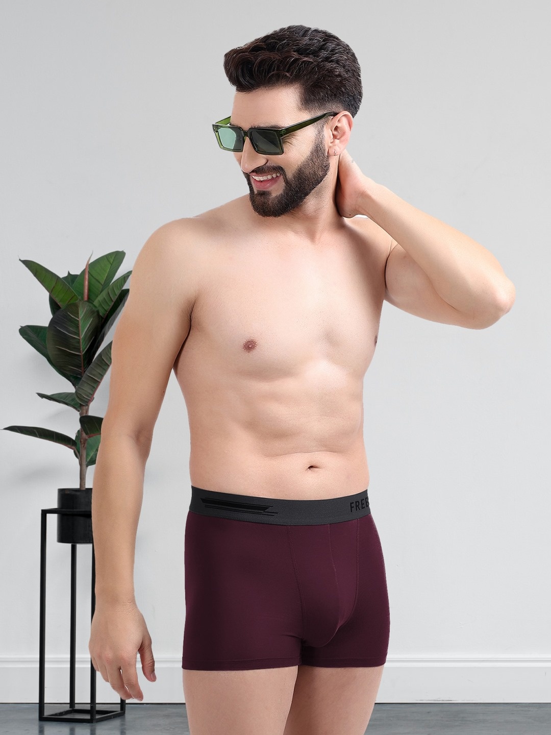 

FREECULTR Men Maroon Solid Anti-Microbial Air-Soft Micromodal Trunk