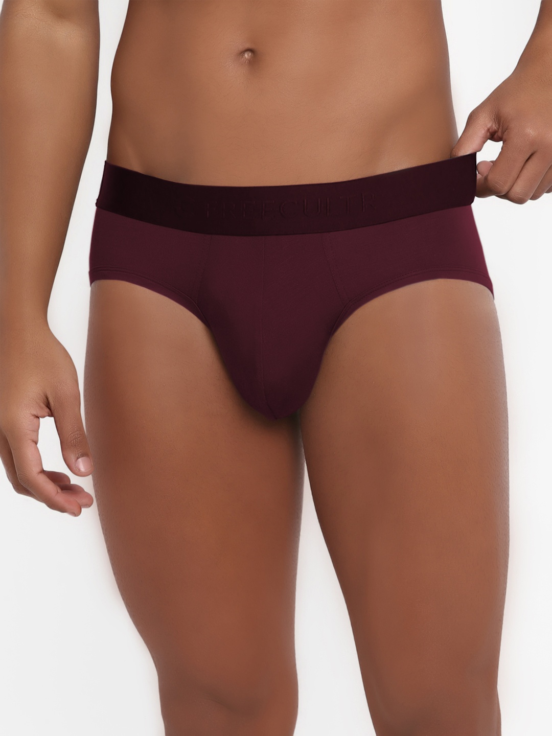 

FREECULTR Men Burgundy Solid AntiMicrobial AirSoft Micromodal Basic Briefs