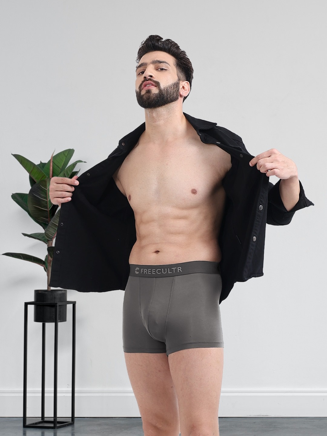 

FREECULTR Men Grey Solid Anti-Microbial Air-Soft Micromodal Trunk