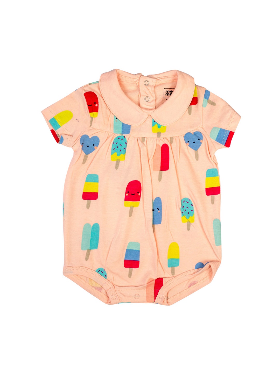 

MeeMee Infants Peach & Red Printed Bodysuit