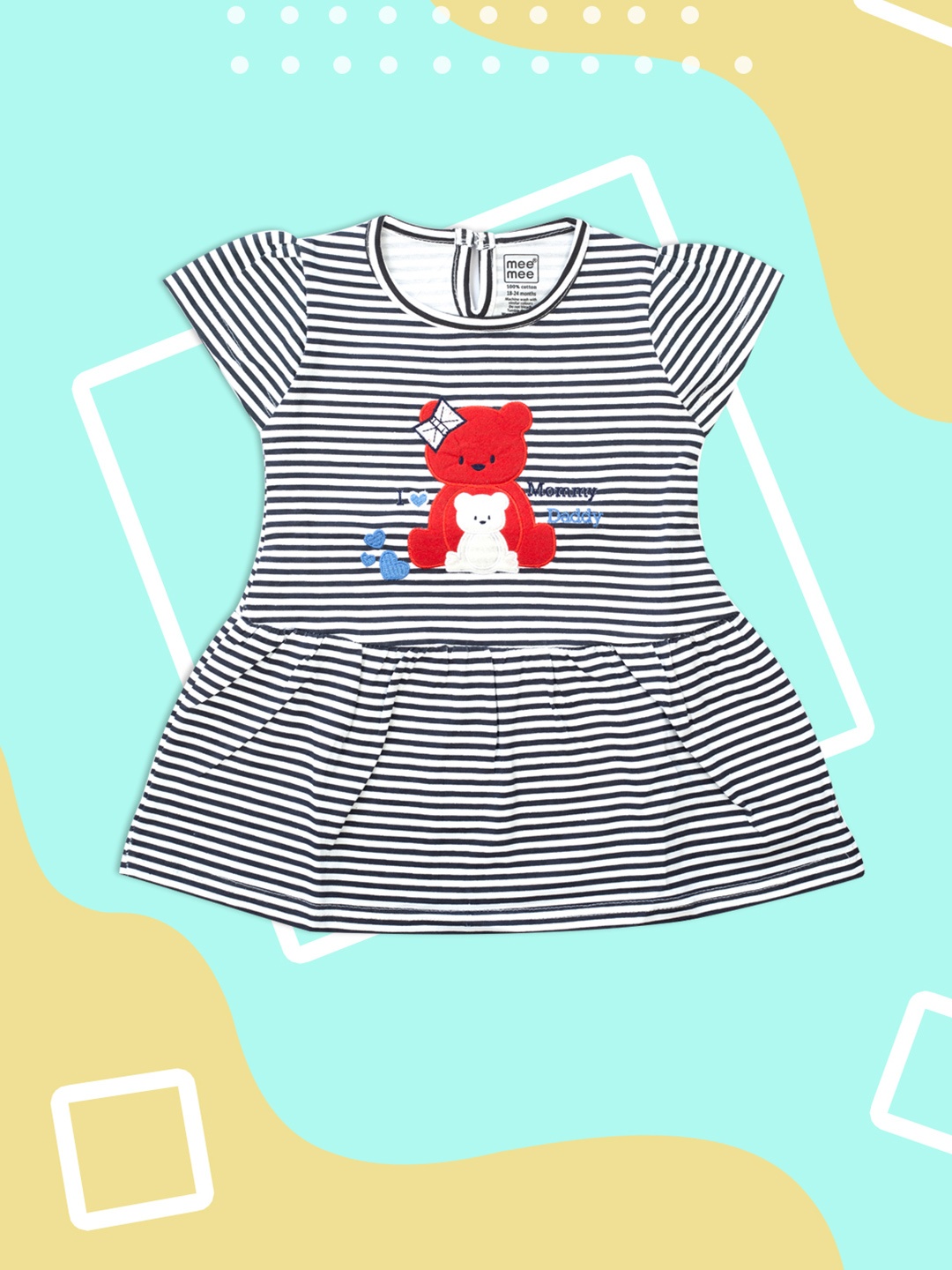 

MeeMee Girls Navy Blue & White Striped Drop-Waist Dress